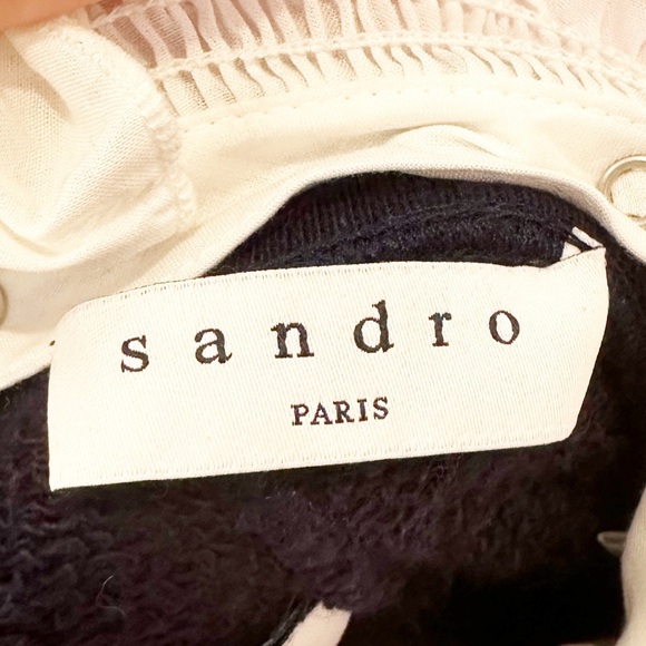 Sandro Blason Ruffled Collar Layered-Look Sweatshirt XS - Picture 5 of 12